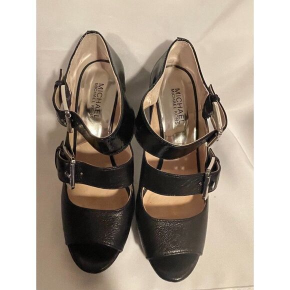NEW Michael Kors Desert Double Buckle Black Patent Leather 7.5M - Picture 8 of 15